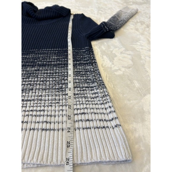 Chico's Women Cable Knit Cowel Neck Sweater Size 2 Large Blue Cotton Blend - Picture 4 of 6